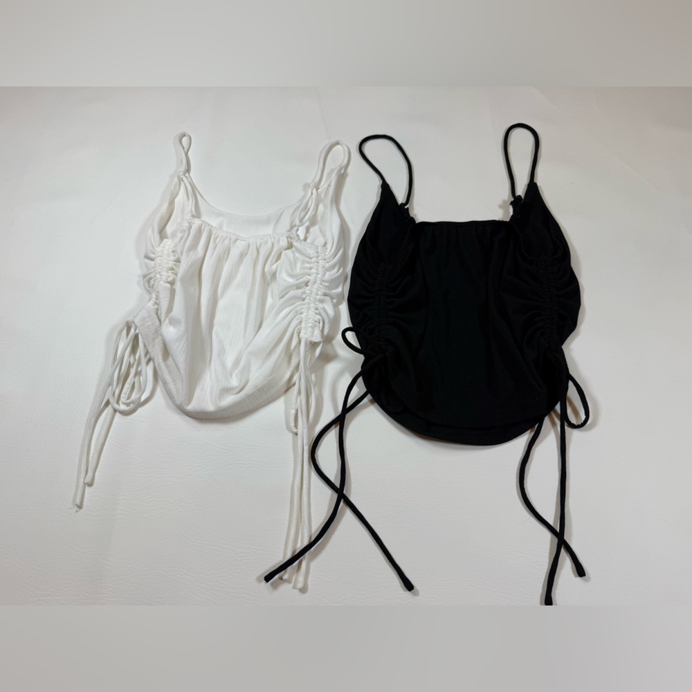 Glam lot of two women’s small tank tops white and black (bin T)